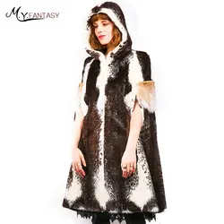 M. Y. FANSTY 2019 импортная Корона Бархат норки Мех животных пальто из натурального меха пальто сращены с капюшоном Женская контрастного цвета
