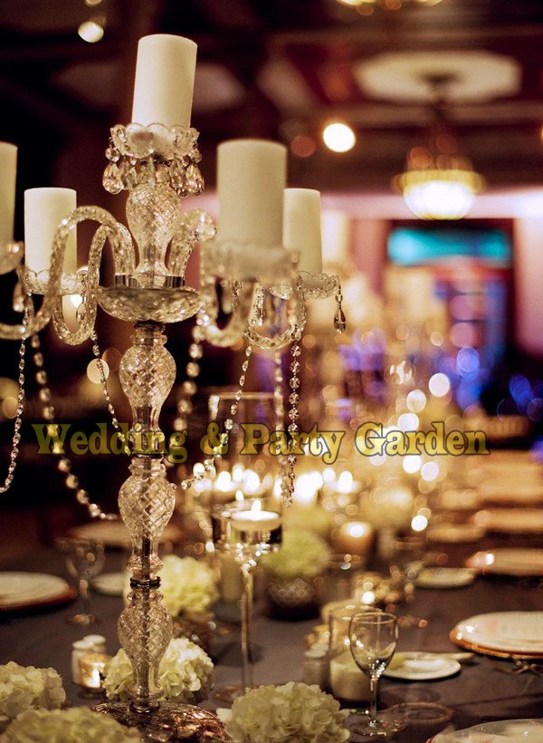 Buy Crystal Table Centerpiece Wedding Candelabras with bead drops Wedding