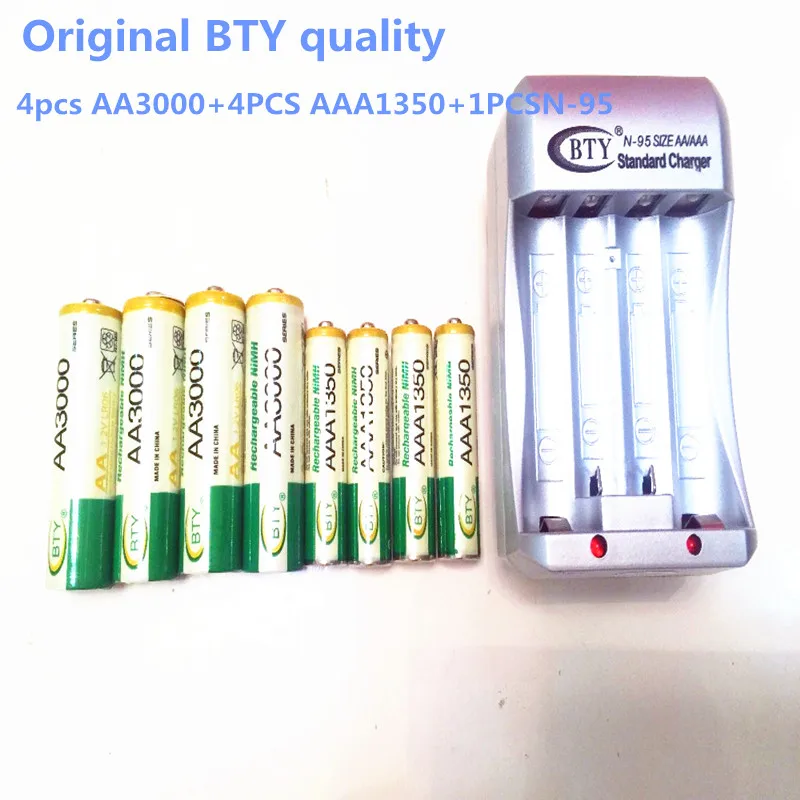 Hi speed Quick AA AAA Rechargeable Battery BTY Charger +4x AA aa3000+4x