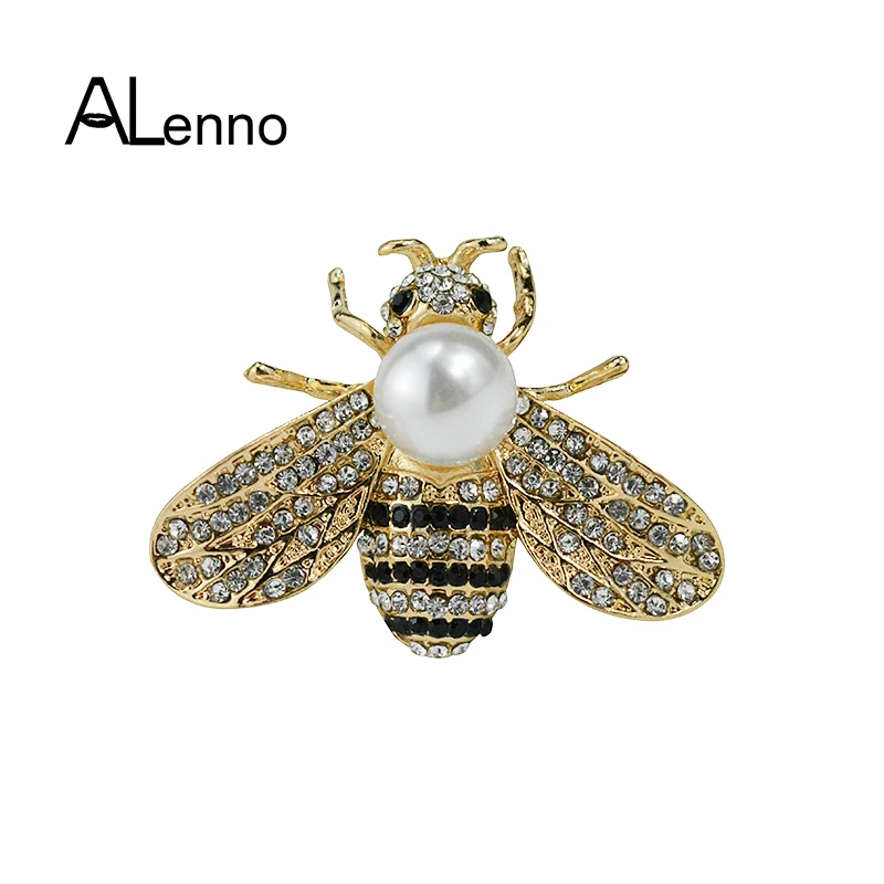ALenno Crystal Bee Brooch Rhinestone PinUnisex Insect Brooches For Women's Unisex Hat Scarf Collar Cuff Borach Jewelry Spile | Украшения