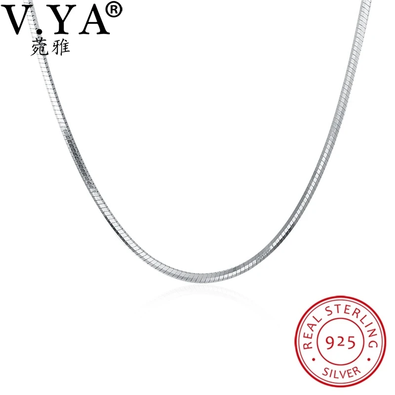 

V.YA 925 Silver Snake Chains for Women Long Silver Chain Necklace Adjustable Slim Necklaces Fit For Pendant Charm Fine Jewelry