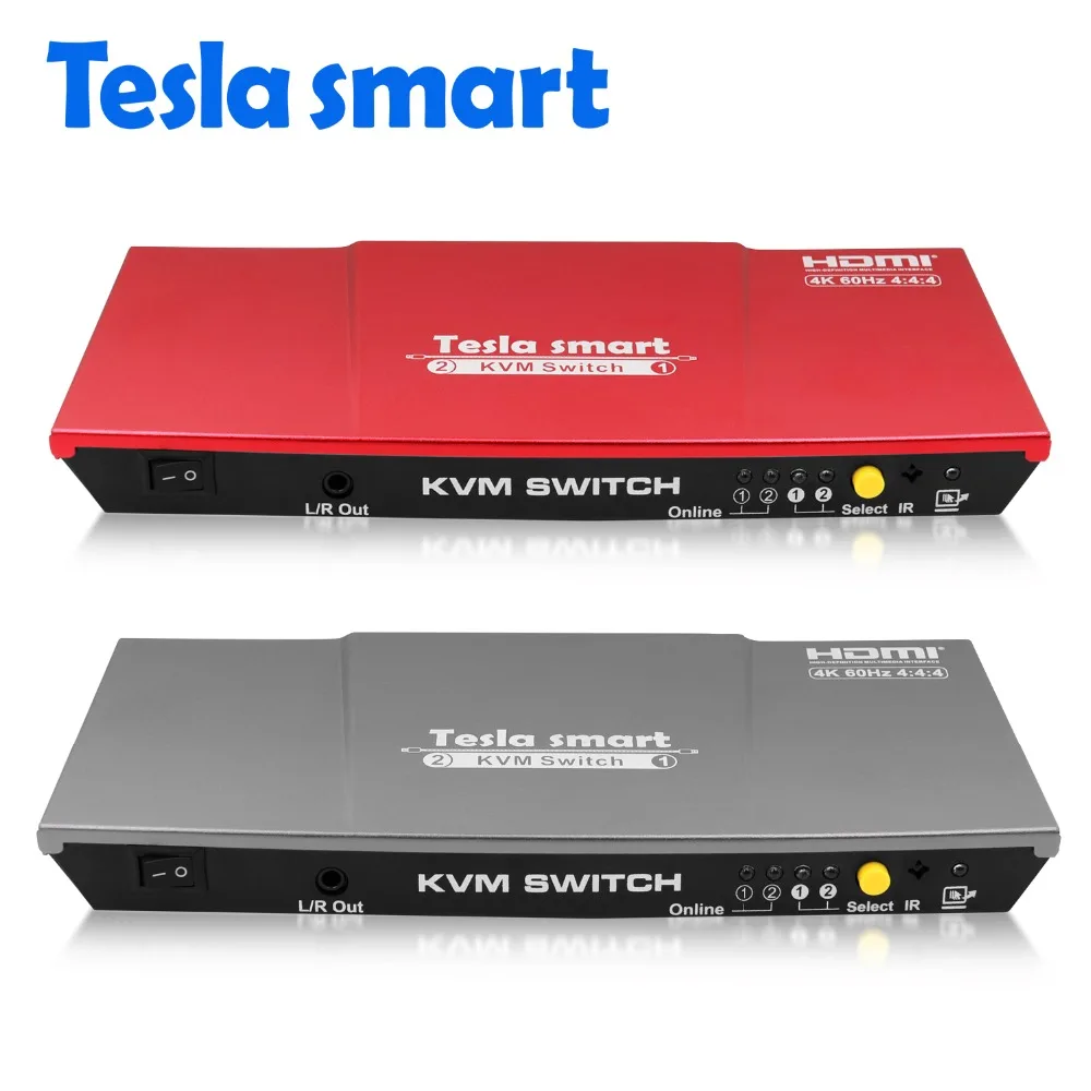 Online Tesla inteligente de alta calidad 4K @ 60Hz HDMI USB KVM interruptor 2 Port USB KVM interruptor HDMI soporte 3840*2160 4 K * 2 K puerto USB 2,0