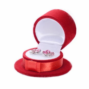 

Cute Magic Hat Velvet Ring Box Earring Ear Stud Container Engagement Wedding Ring Storage Women Jewelry Display Boxes Gifts