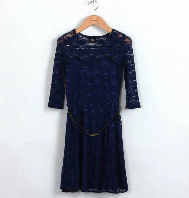 Женское летнее платье, модное кружевное приталенное, горячая Распродажа, стильное, обтягивающее, подходит ко всему, свободный пояс, мини платье, одежда vestidos GZ003 - Цвет: Синий