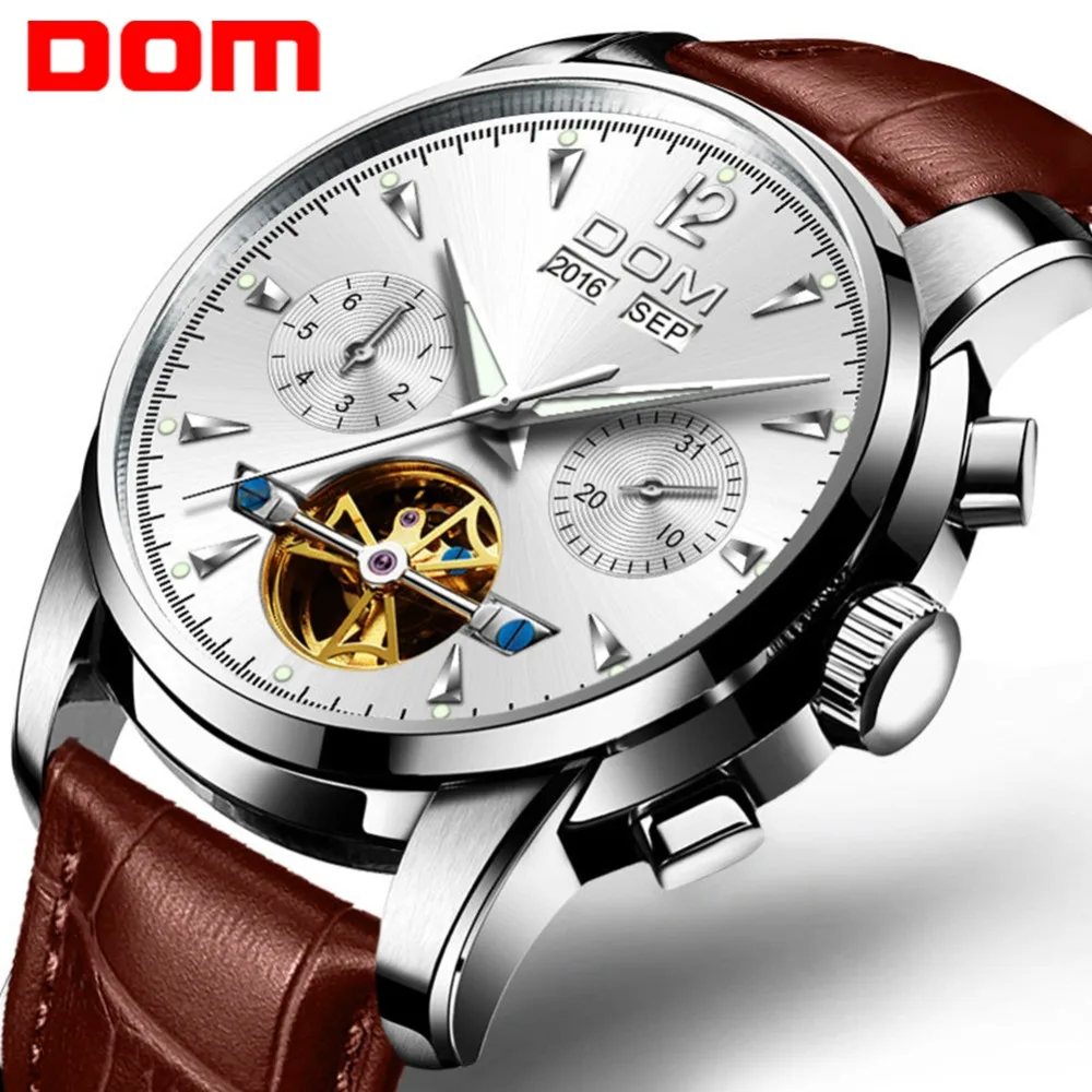 DOM Men Watch Skeleton Tourbillon Mechanical Watch Luxury Men Perpetual Calendar Business Watch Men Automatic Clock M-75L-7MW DOM Men Watch Skeleton Tourbillon Mechanical Watch Luxury Men Perpetual Calendar Business Watch Men Automatic Clock M-75L-7MW