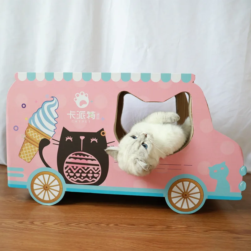 

Car toys kennel Car design for cats tree climbing kitten house scratching post mascotas cat pet furniture cardboard house