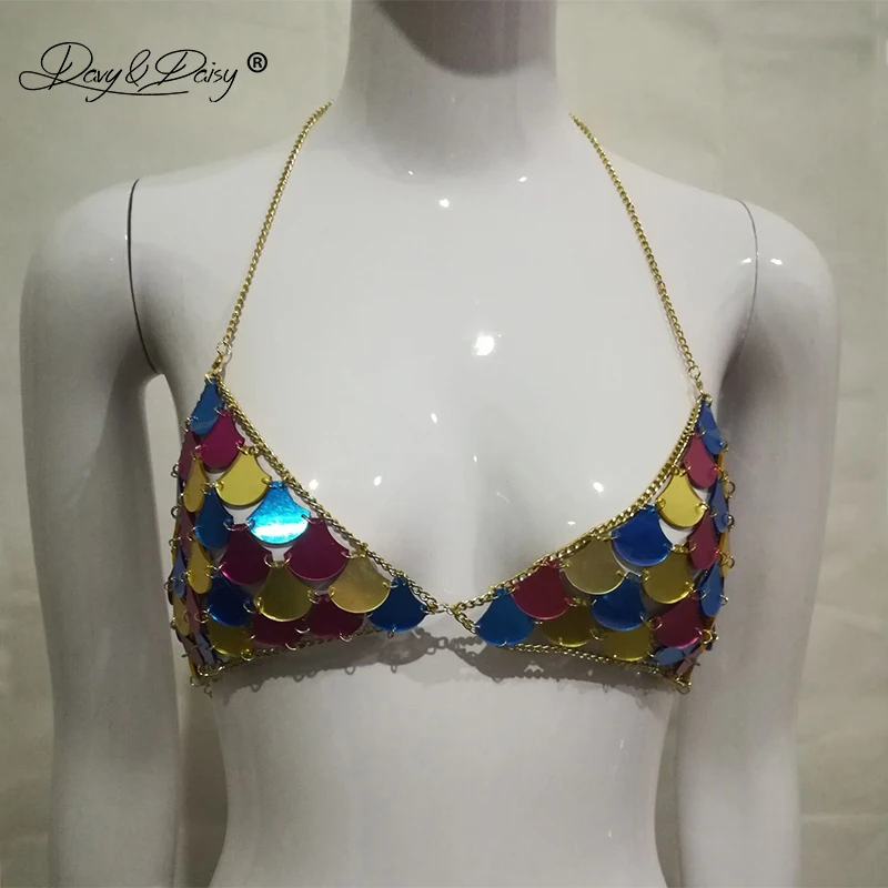 DAVYDAISY Women Sexy Bra Chain Sequin Hot Halter Bralette Female Intimates Sexy Lingerie Crop Top Underwear Erotic Bras BR001
