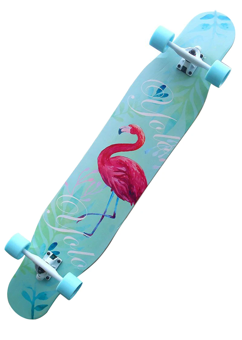 110cm Long Double Rocker Skateboard Flamingo Pattern Marple Longboard