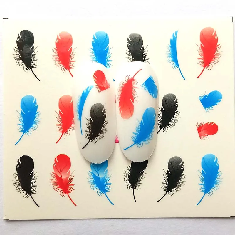 

1 Sheets Nail Sticker Feather Summer Colorful Water Transfer Nail Decorations UV Gel Polish DIY Decals B25/B26/B27/B28