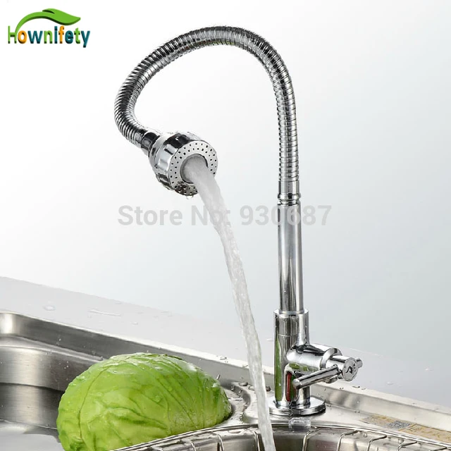 Best Price Free Shipping Chrome Finish Swivel Spout Kitchen Faucet Deck Mount Cold Water Faucet