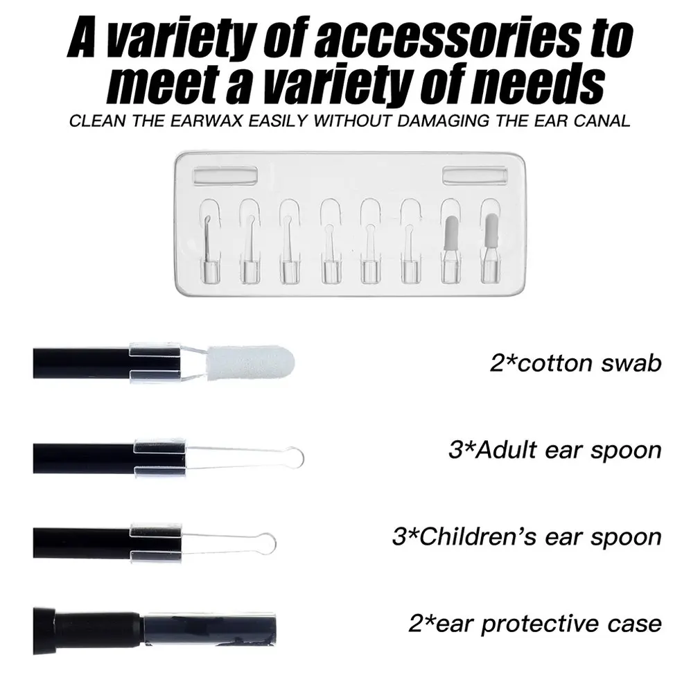 AN103 3,9 мм 3-в-1 визуальный наушник инструмент для чистки ушей наушники-вкладыши очиститель с светодиодный Камера эндоскоп ухочистка средство для ухода за полостью