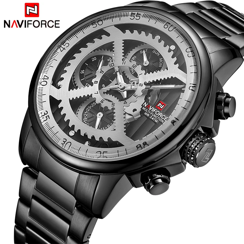 Часы NAVIFORCE мужские спортивные армейские кварцевые водонепроницаемые 3 АТМ