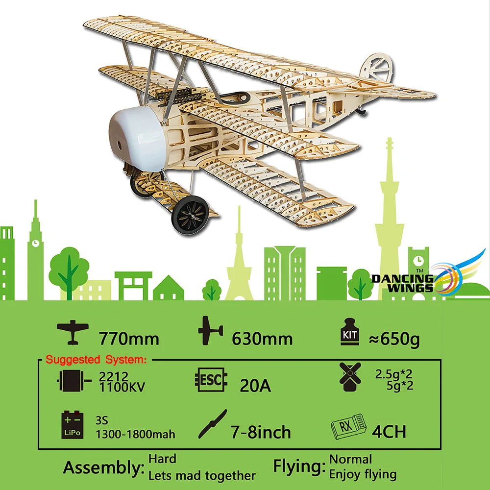 Крылья для танцев хобби S1701 Balsa дерево RC самолет FOKKER-DRI дистанционное управление в разобранном виде комплект версия DIY Летающая модель Дрон