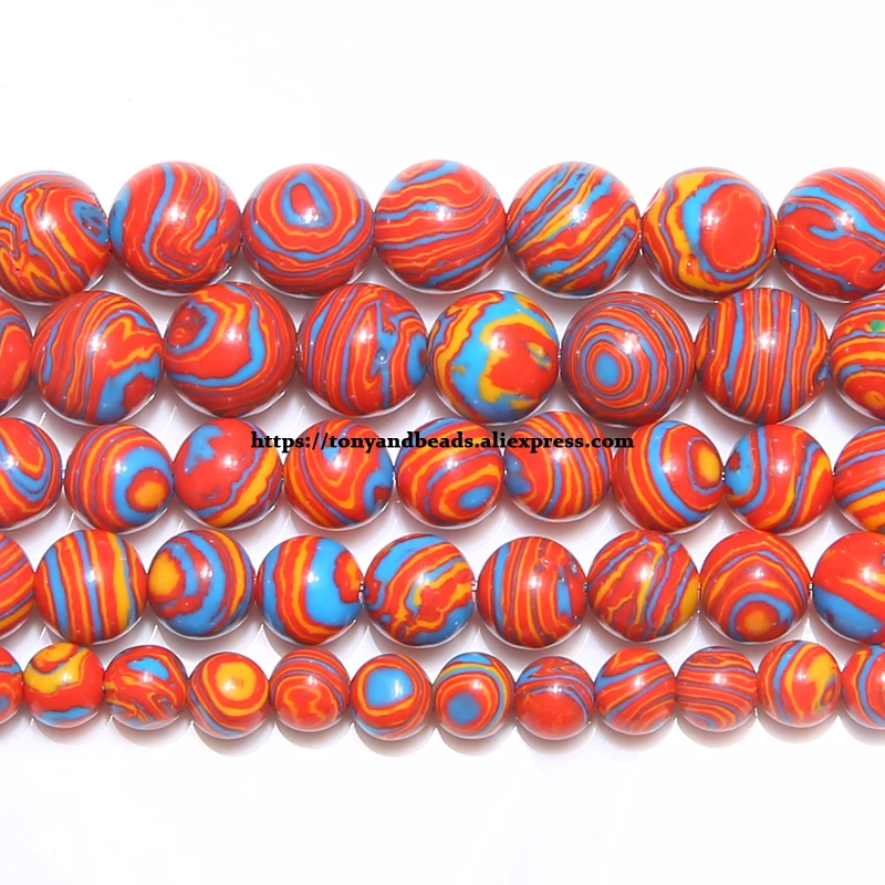 

Free Shipping Synthetic Stone Red Lace Malachite Round Loose Beads 15" Strand 6 8 10 12 MM Pick Size For Jewelry Making