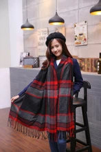 2015 Scarf Women scarf Tartan scarves Tartan Plaid Scarf Beige Cozy Checked Blanket Oversized Wrap Shawl