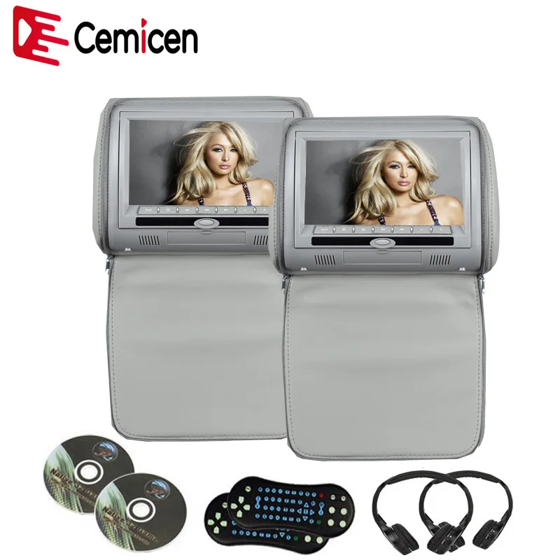 

Cemicen 2PCS 9 Inch Car Headrest DVD Player Monitor Digital Screen with USB/SD/IR/FM/MP5 Transmitter/Speaker/Game Remote Control