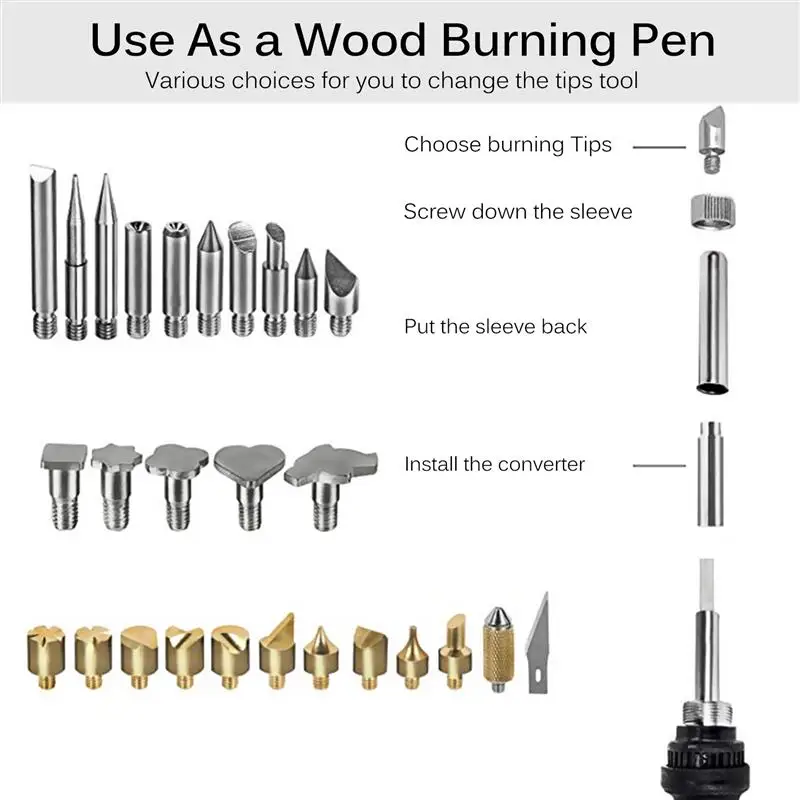 64 шт., Электрический паяльник для сварки температуры, набор резных эцетрических железных инструментов, набор инструментов для выбивания дерева, набор для пайки