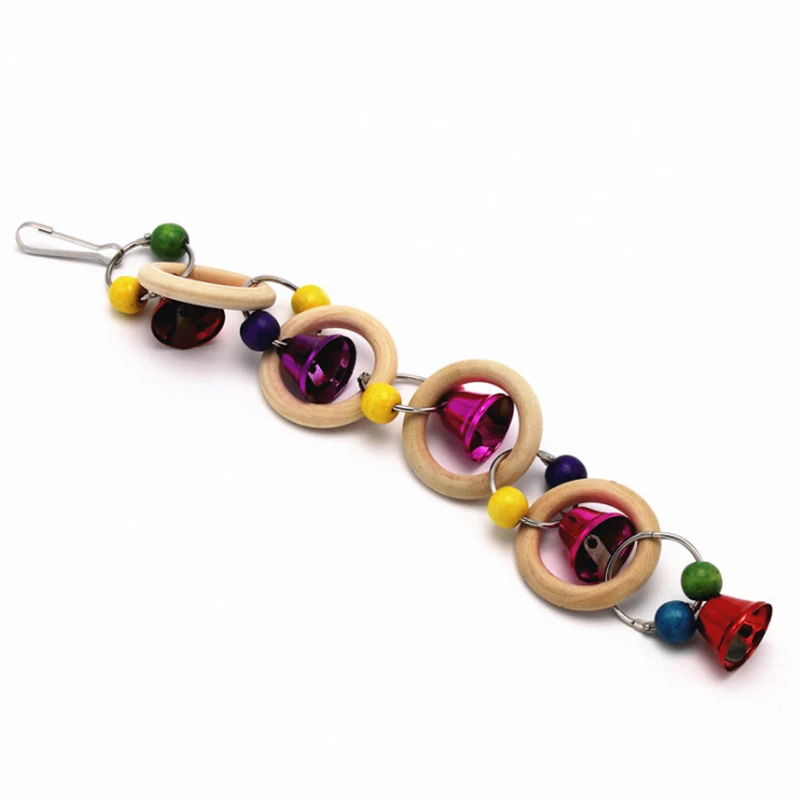 1 pcs Parrot Toys Wooden Rings Bells Hanging Cage Bird Parakeet Swing Chewing Bite Pendant Bird cage accessories Toys Supplies
