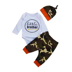 Модный осенний комплект одежды для маленьких мальчиков 0-18 месяцев, футболка с длинными рукавами для малышей, толстовка, камуфляжные штаны