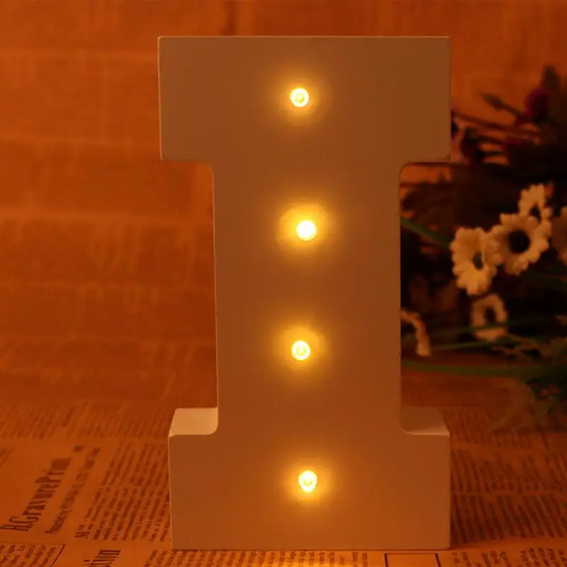 Деревянный светодиодный светильник с декоративной буквой от A до Z, светильник для комнаты, Сказочная лампа, алфавит, световые знаки, вечерние аксессуары для украшения дома