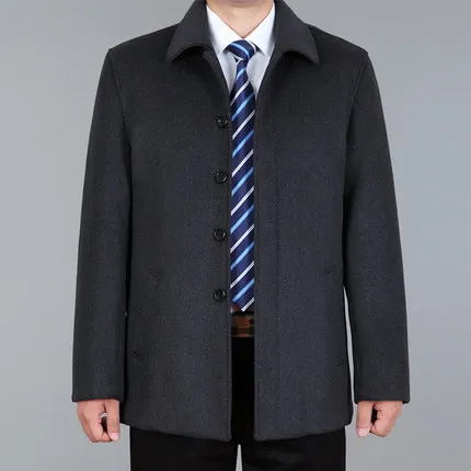 AYUNSUE, мужское бушлат, новинка, деловая повседневная куртка, шерстяное пальто, тренчкот, Мужское пальто высокого качества, большие размеры 3XL LX785 - Цвет: Dark Gray Standard