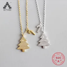100% S925 Sterling Silver Christmas Tree Pendant Necklace Charms Fashion Jewelry Gift For Women yoowei 5mm amber women necklace for christmas new year gift round gold baltic amber jewelry s925 silver beads boutique wholesale