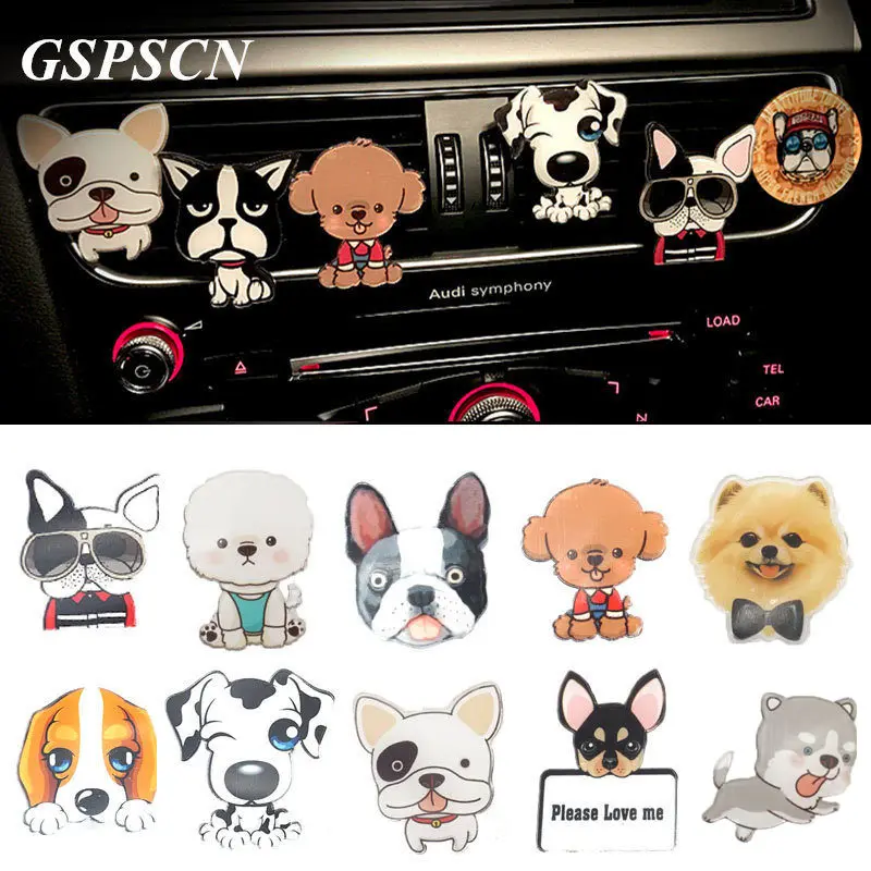 

GSPSCN 1pc Cute Pet Dog Car Air Freshener Perfume Lifelike Dog Doll Car Perfume Automobile Air Conditioning Vent Perfumes