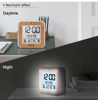 

Digital Alarm Clock LCD Display Temperature Alarm Backlight Snooze Date Multifunction Table Clock Humidity Dual