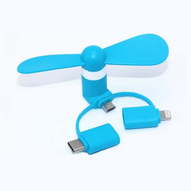 Binful 3 IN 1 Travel Portable Cell Phone Mini Fan Cooling Cooler For Micro USB C For iPhone 5 6 6S 7 Plus 8 X for Android Type-c