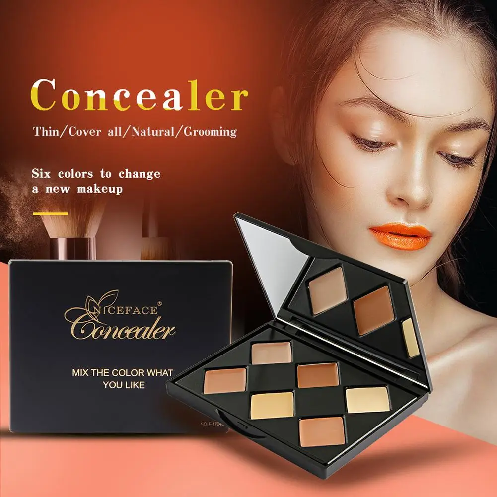 6 Colors Rhombus Concealer Palette Make Up Cosmetics Face Powder Foundations