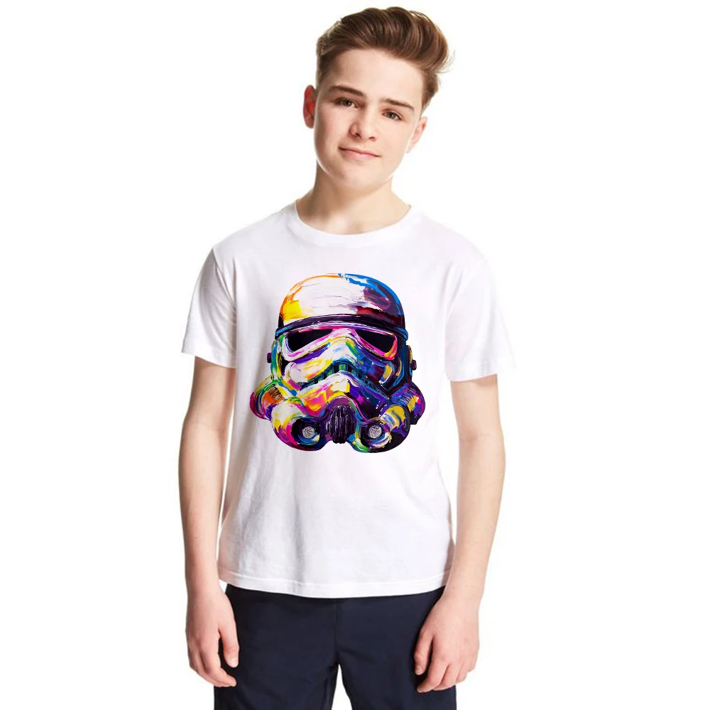 

casual t-shirt for kids boys girls Star War stormtrooper mask print children tops tees teen unisex comic t shirt toddler clothes