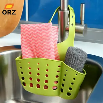 

ORZ Kitchen Sink Storage Basket Sponge Holder Bathroom Soap Hanging Shelving Rack Drain Faucet Storage Pail Shelves Organizer