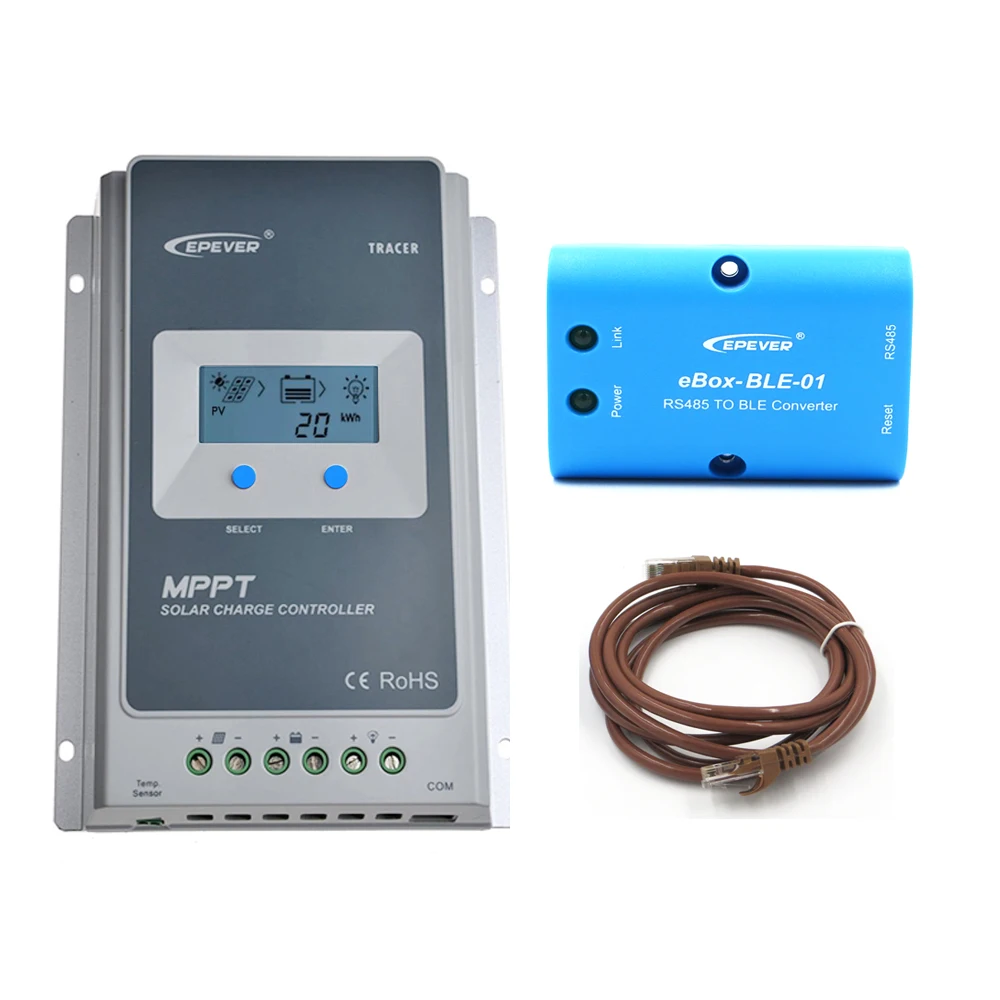 

Tracer 10A 20A 30A 40A 1210AN 2210AN 3210AN 4210AN with Bluetooth ebox MPPT Solar Charge Controller 12V 24V LCD EPEVER PV regu