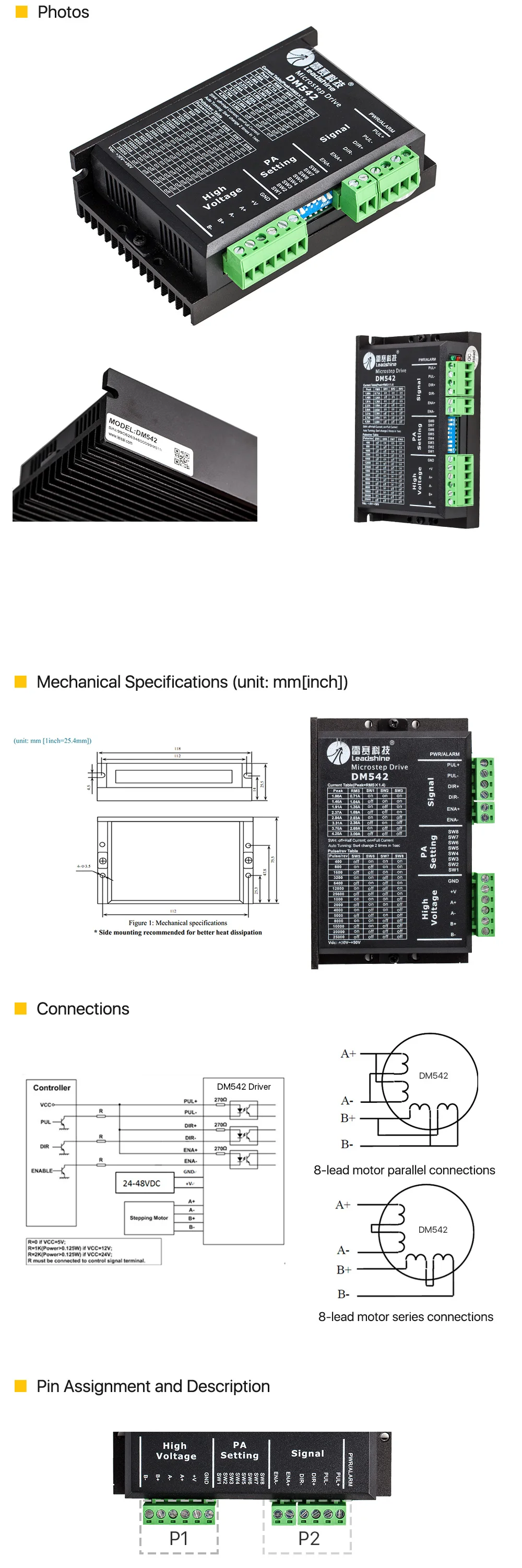 Cloudray Leadshine 2 фазы шагового драйвер DM542 20-50VAC 1,0-4.2A