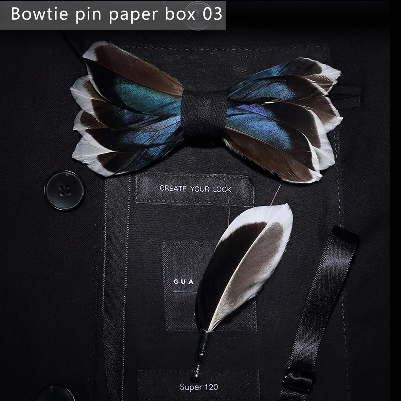 Bowtie pin paperbox3 JEMYGINS, дизайн, галстук-бабочка, перо, бант, изысканная ручная работа, Мужская брошь для галстука-бабочки, деревянная булавка, подарочный набор, Свадебная вечеринка - Цвет: Bowtie pin paperbox3