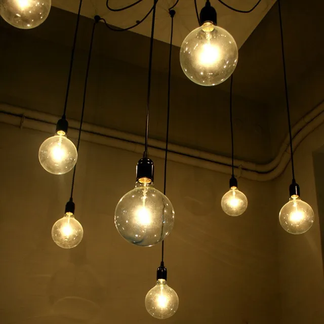 Mordern Nordic retro Edison żarówka światło Żyrandol Vintage Loft Antique regulowany DIY E27 art Spider lampa sufitowa oprawa światło -