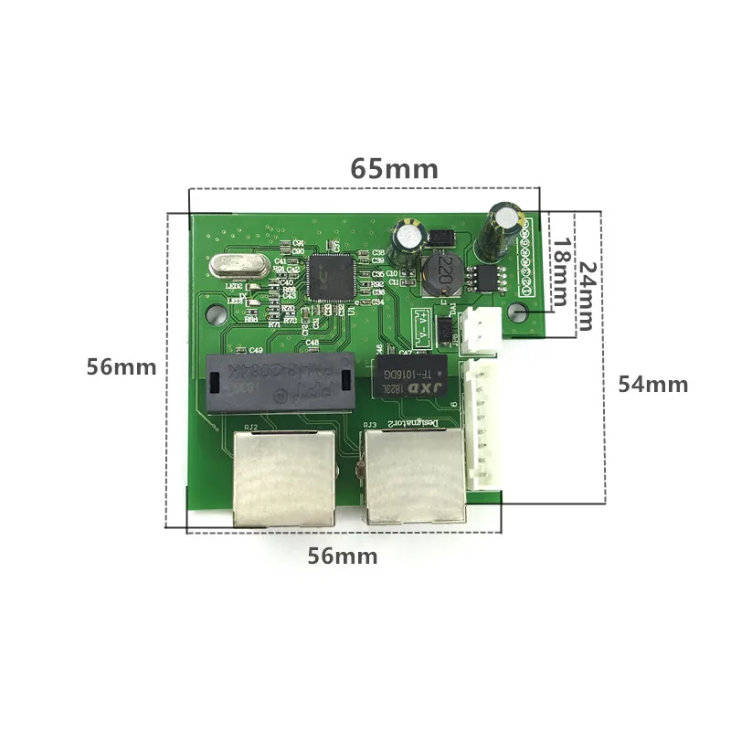 OEM Прямая продажа с фабрики мини быстро 10/100 Мбит/с 3-порт Ethernet локальная сеть переключатель концентратора Совета два слоя pcb 2 rj45 1 * 8pin