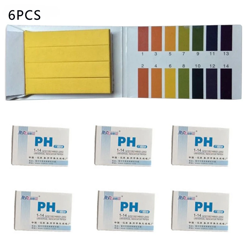 

6 Pcs PH Meter Indicator 80 Strips/Pack Paper PH Value 1-14 Litmus Paper Tester Universal for Saliva Urine Water Soil Testing