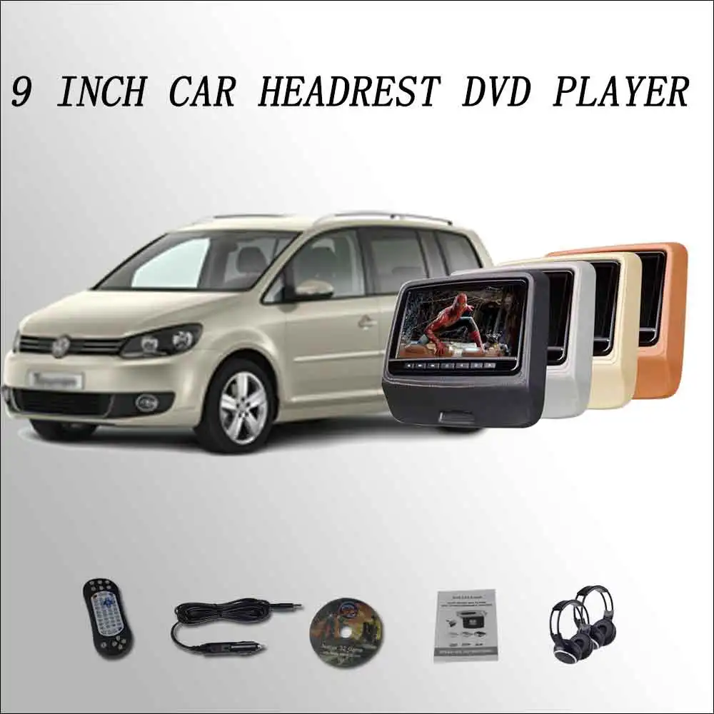 

BigBigRoad For Touran Car Headrest Monitor digital LCD screen 2*9" DVD player with USB SD / IR / FM SPEAKER GAME HDMI DIY
