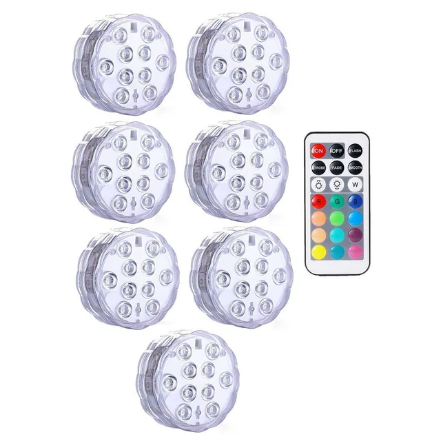 IP68 Waterproof Multi Color Submersible LED Lights Underwater Night Lamp Tea Light Vase Bowl Party Wedding Christmas Decoration 7 Lamp 1 controller