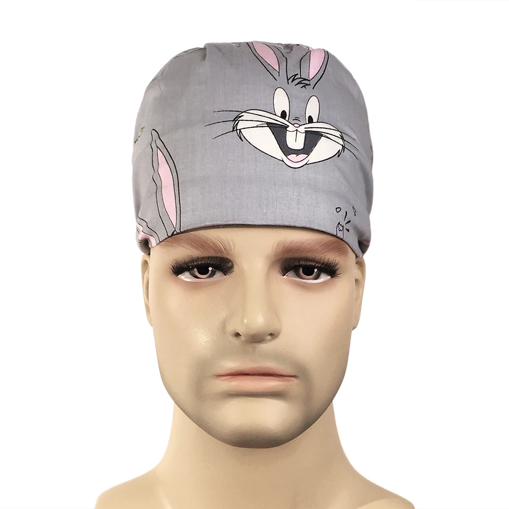 Новая мультяшная печать Tieback Scrub головные уборы хирургическая шапка s Pet больница аптека хлопок эластичная Рабочая шляпа регулируемая крышка медсестры
