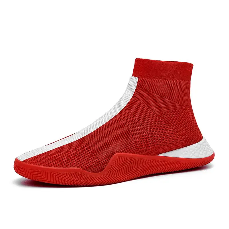 Мужские модные носки; мужские кроссовки для бега; Повседневная прогулочная обувь; сезон осень года; цвет черный, белый, красный - Цвет: Red