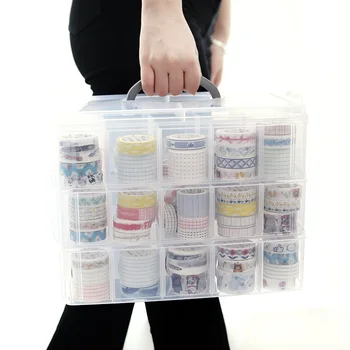

1pcs simple stackable three-layer storage box tape transparent storage box storage box hand books stationery toys storage box