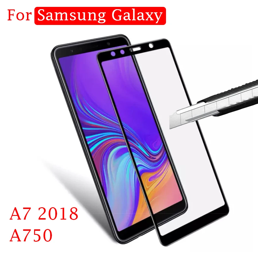 Защитный стеклянный чехол для Samsung Galaxy A7 2018 A750 закаленное стекло Sumsung A 7 A72018