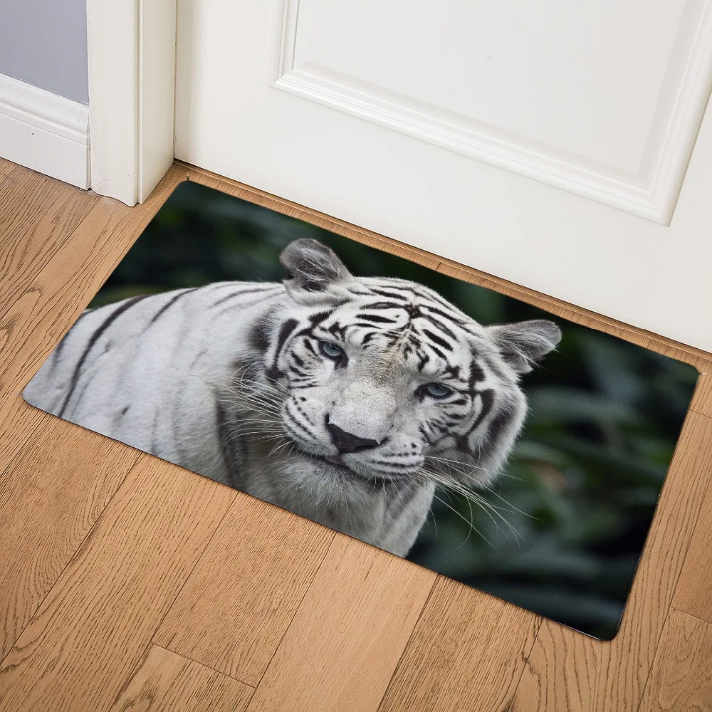 

White Tiger Mats Anti Slip Floor Carpet 3D Tape Pattern Print Doormat for Bathroom Kitchen Entrance Rugs Home Decoration