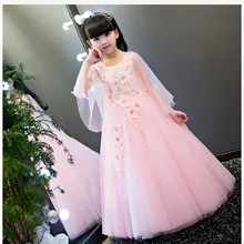 Новинка года; платье с цветочным узором для девочек; Свадебная аппликация; торжественное платье для девочек на День рождения; розовое кружевное платье принцессы для первого причастия