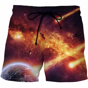 

Mens Hipster 3D Space Galaxy Printed Board Shorts 2018 Summer Quick Dry Beach Board Boxer Shorts Trunks Men Brand Shorts Homme