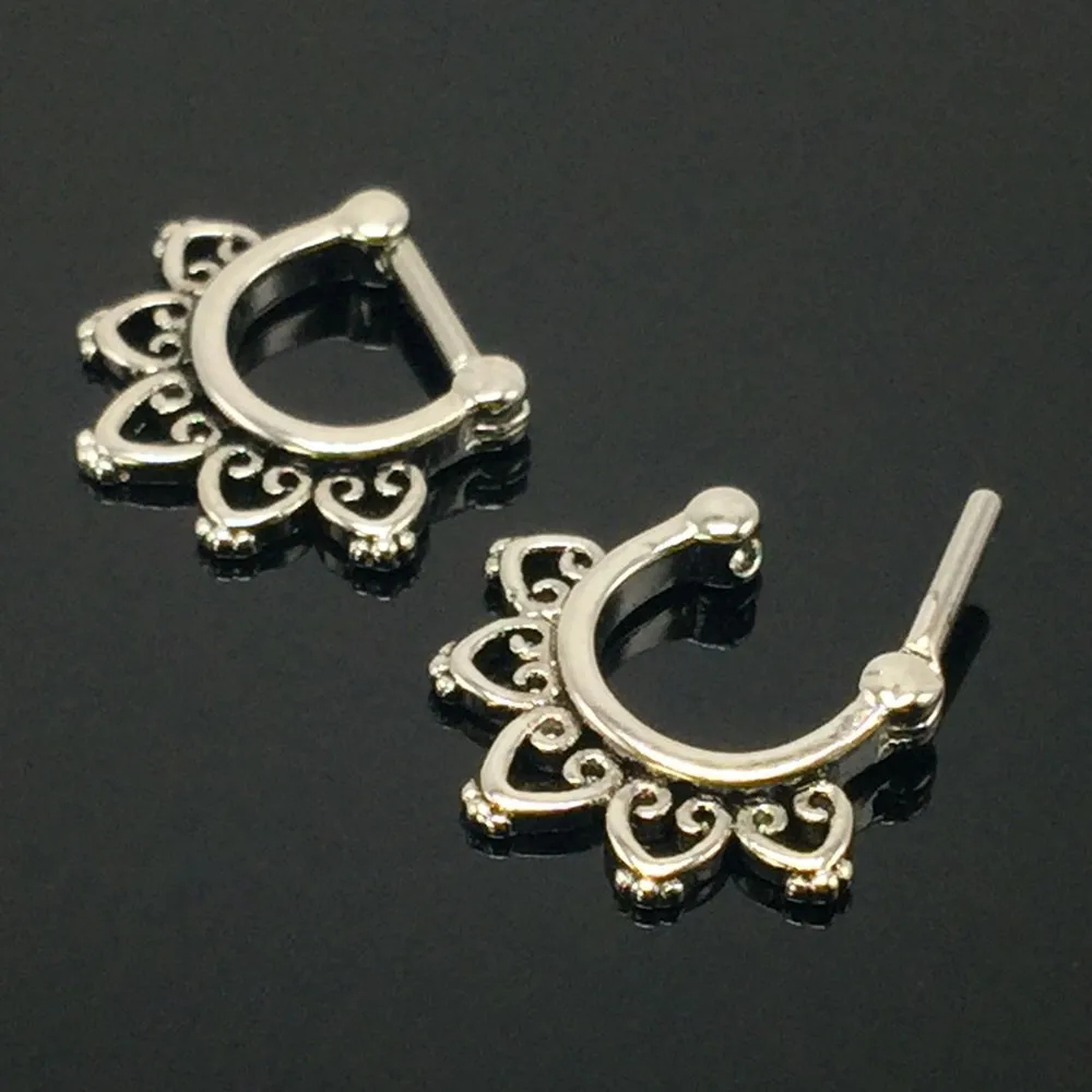1Piece Retro Septum Nose Rings Antique Silver Women's Nose Ring 1.2mm 16G Piercing Body Jewelry For Girls High Quality New 20161