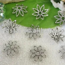 240 шт Тибетский серебристый цвет полые колпачки из бисера A10124