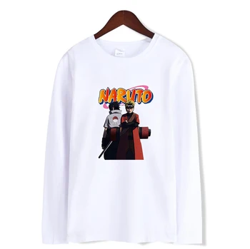 

Uzumaki Naruto Uchiha Sasuke New hot T-shirt kpop Long sleeve t-shirt letter printingT-shirt casual bottoming round neck shirt